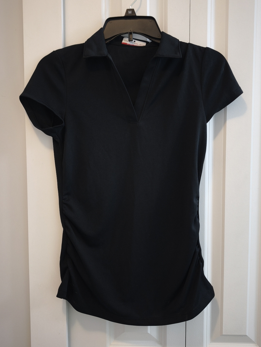 Grand Slam Women's Black Short-Sleeve V-Neck Work Polo